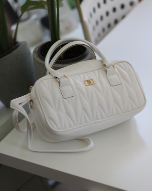 Beyaz Desenli Tutma Saplı Omuz Çantası