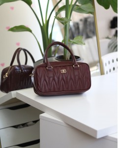 Bordo Desenli Tutma Saplı Omuz Çantası