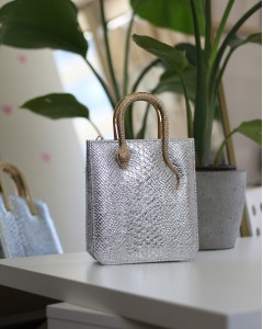 Silver Yılan Aksesuarlı Tutma Saplı Zincirli Omuz Çantası