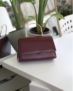 Bordo Deri Metal Sap Detaylı El & Omuz Çantası