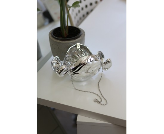 Silver Mika Şeker Görünümlü Zincirli Omuz Çantası