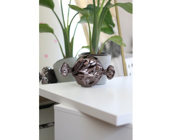 Platin Mika Şeker Görünümlü Zincirli Omuz Çantası