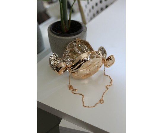 Gold Mika Şeker Görünümlü Zincirli Omuz Çantası