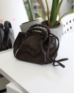  Acı Kahve Örme Saplı Yumuşak Deri Omuz Çantası