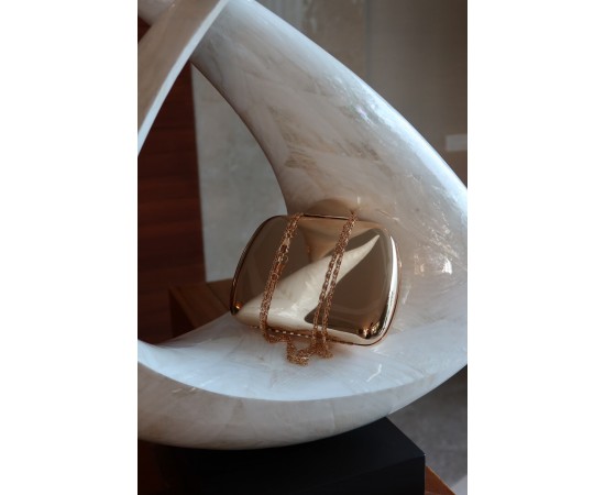 Gold Metal Düz Zincirli Omuz Çantası