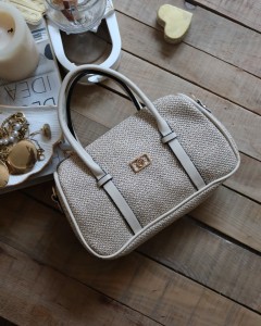 Krem Hasır Doku Çift Şeritli El Omuz Çantası Krem Hasır Doku Çift Şeritli El Omuz Çantası