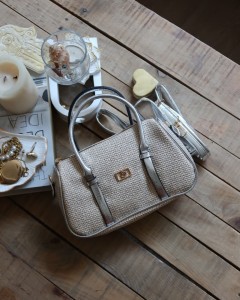 Silver Hasır Doku Çift Şeritli El Omuz Çantası