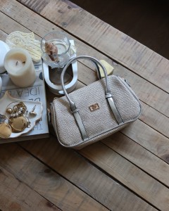 Silver Hasır Doku Çift Şeritli El Omuz Çantası