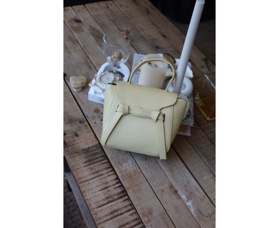 butter yellow şerit detaylı tutma saplı el omuz çantası