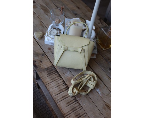 butter yellow şerit detaylı tutma saplı el omuz çantası