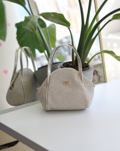 Gold Hasır Doku Çift Saplı Askılı Omuz Çantası