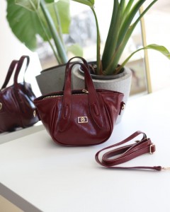 Bordo  Rugan Tutma Saplı Pouch El Çantası