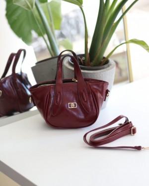 Bordo  Rugan Tutma Saplı Pouch El Çantası