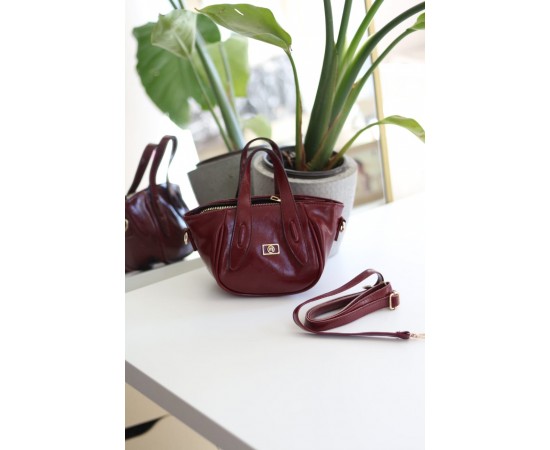 Bordo  Rugan Tutma Saplı Pouch El Çantası