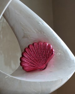  Fuşya İstiridye Mika Zincirli El Omuz Çantası