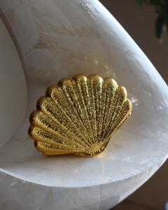 Gold İstiridye Mika Zincirli El Omuz Çantası