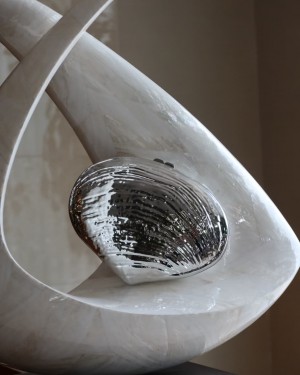 Silver Oval Deniz Kabuğu Mika Zincirli El Omuz Çantası