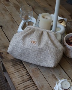 Hasır doku bohca formlu el omuz çantası