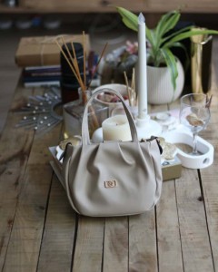 vizon büzgü doku çift kulplu el omuz çantası