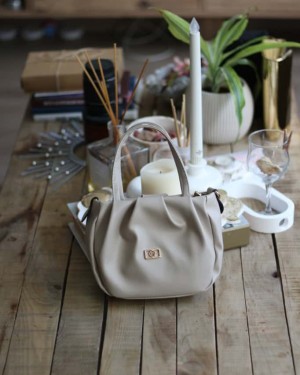 vizon büzgü doku çift kulplu el omuz çantası