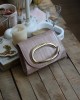 rose gold çizgi doku tutma aksesuarlı abiye el çantası 
