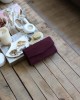 süet bordo mini kutu omuz çantası