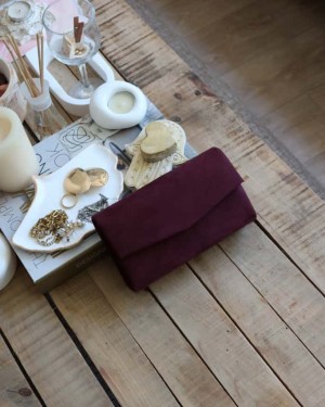 süet bordo mini kutu omuz çantası