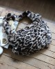 leopar  tek kulplu peluş omuz çantası