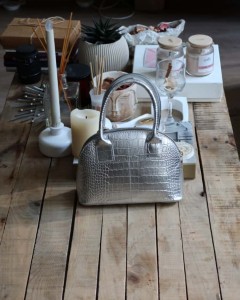 Silver Krokodil Desenli Omuz ve El Çantası