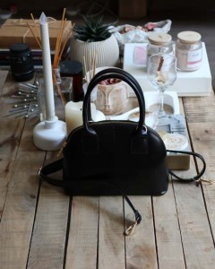 Siyah çift kulplu el & omuz çantası