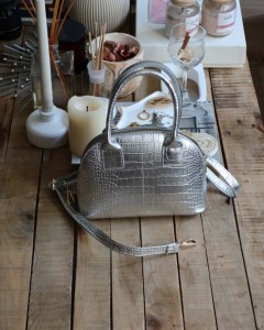 Silver Krokodil Desenli Omuz ve El Çantası