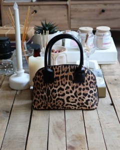 leopar çift kulplu el & omuz çantası