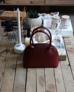 Bordo çift kulplu el & omuz çantası