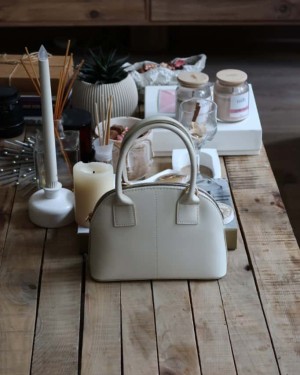 Krem çift kulplu el & omuz çantası