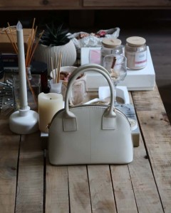 Krem çift kulplu el & omuz çantası