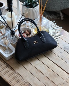 siyah süet çift fermuar detaylı el omuz çantası