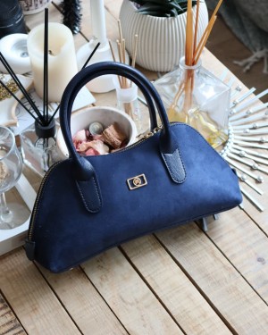 lacivert süet çift fermuar detaylı el omuz çantası lacivert süet çift fermuar detaylı el omuz çantası