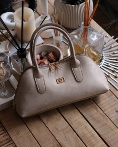 vizon süet çift fermuar detaylı el omuz çantası