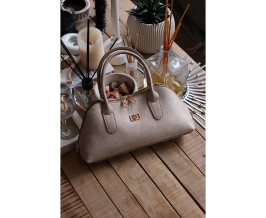 vizon süet çift fermuar detaylı el omuz çantası