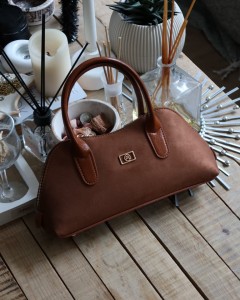 taba süet çift fermuar detaylı el omuz çantası