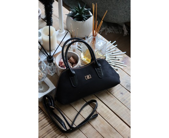 siyah süet çift fermuar detaylı el omuz çantası siyah süet çift fermuar detaylı el omuz çantası