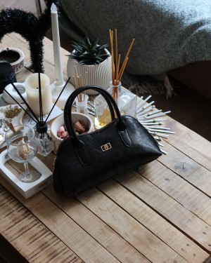 siyah parlak çift fermuar detaylı el omuz çantası siyah parlak çift fermuar detaylı el omuz çantası