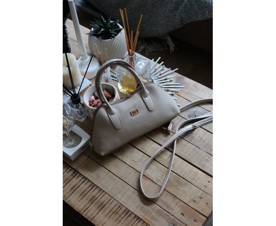 vizon parlak çift fermuar detaylı el omuz çantası