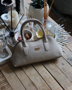 vizon parlak çift fermuar detaylı el omuz çantası