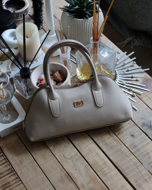 vizon parlak çift fermuar detaylı el omuz çantası