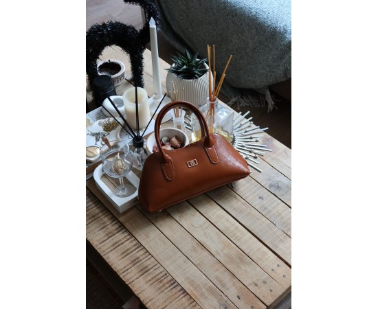 taba parlak çift fermuar detaylı el omuz çantası