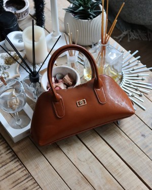 taba parlak çift fermuar detaylı el omuz çantası