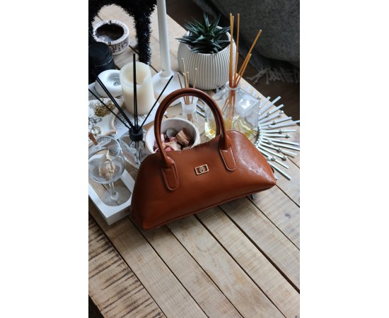 taba parlak çift fermuar detaylı el omuz çantası