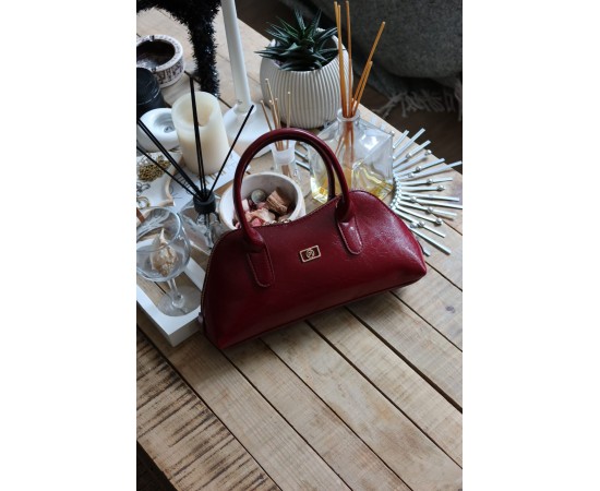 bordo parlak çift fermuar detaylı el omuz çantası bordo parlak çift fermuar detaylı el omuz çantası