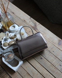 Bronz Deri Metal Sap Detaylı El & Omuz Çantası